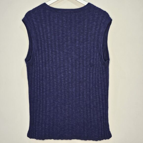 Free People Beach Veda Sweater Vest Celestial Indigo Medium Coastal Grandma - Picture 5 of 8